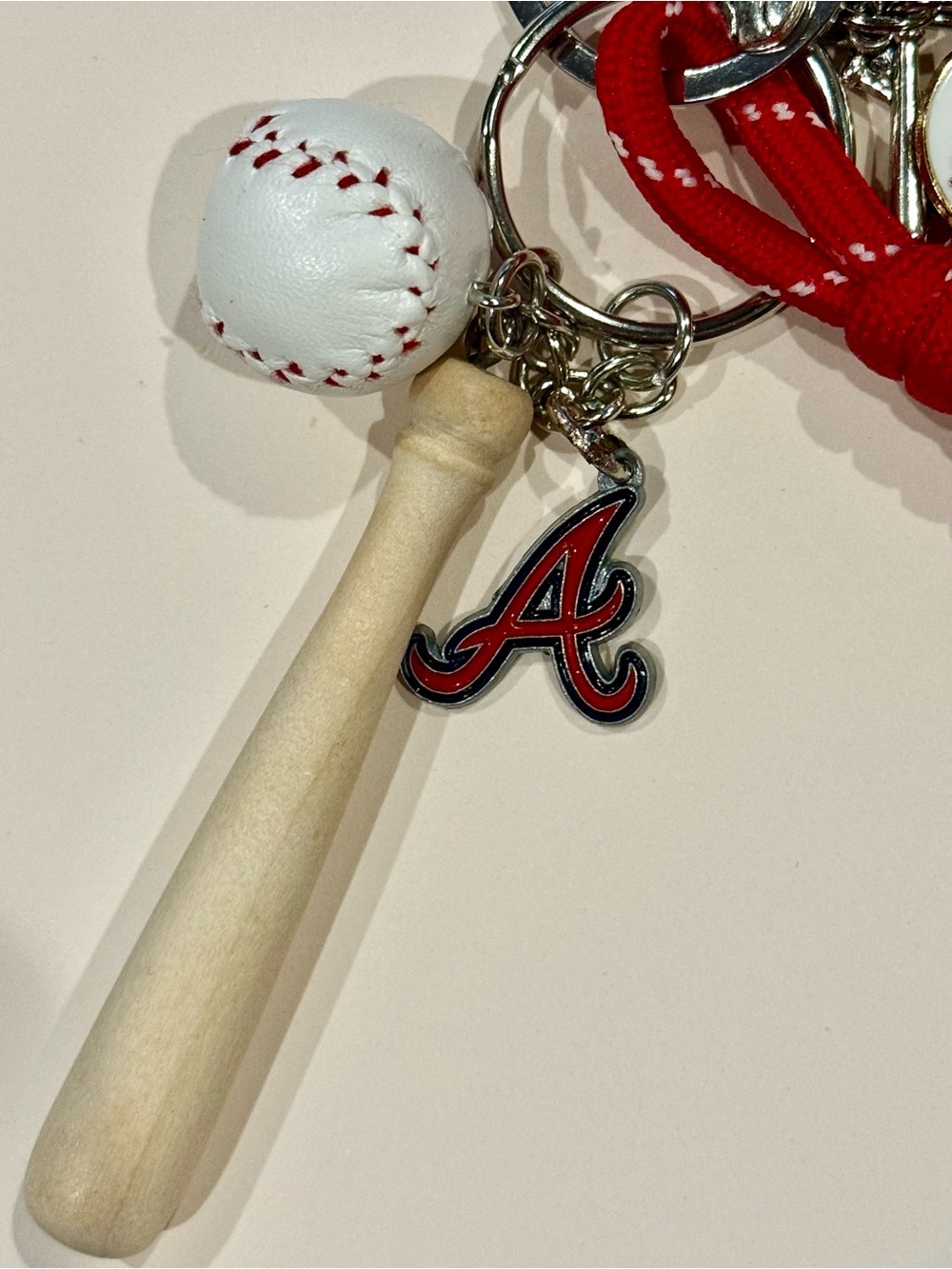 Atlanta Braves Baseball Keychain with Bat & Ball Charm